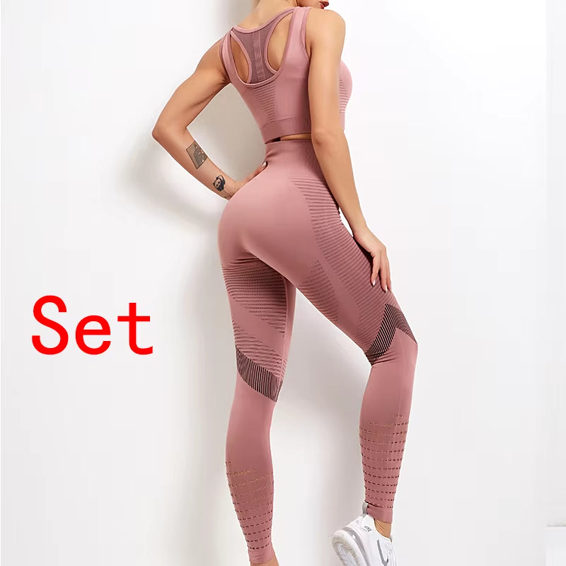 2021 New Gym Set Workout Clothes for Women Sports Bra and Leggings Suit Sports Wear Female Seamless Athletic Yoga Sets plus Size