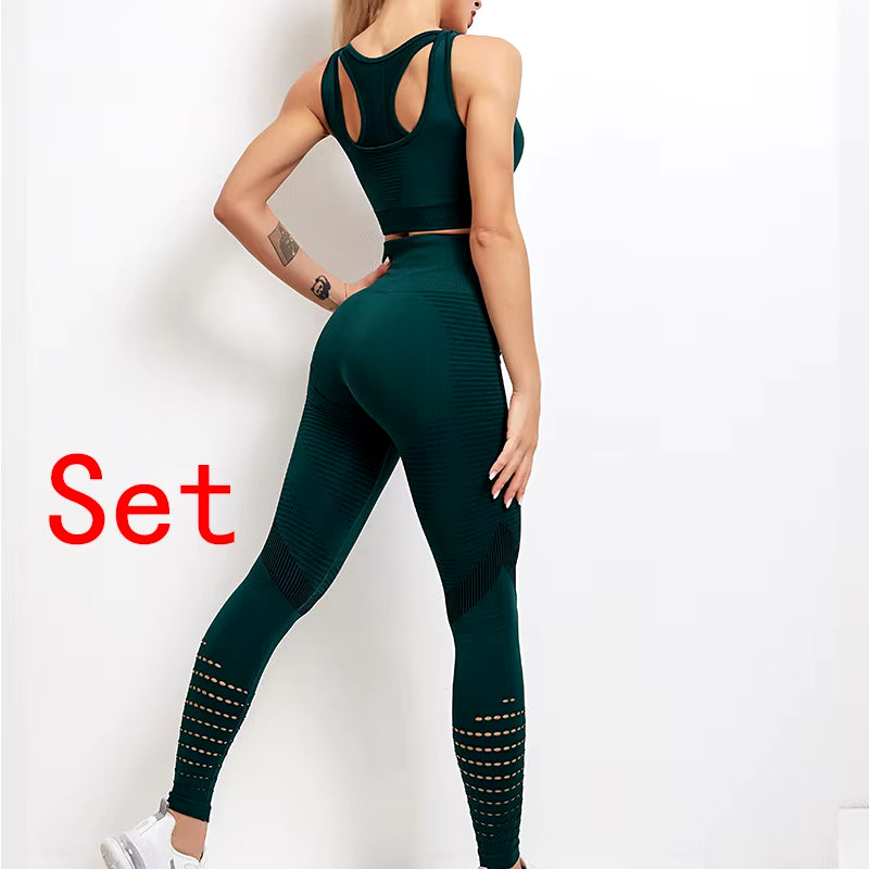 2021 New Gym Set Workout Clothes for Women Sports Bra and Leggings Suit Sports Wear Female Seamless Athletic Yoga Sets plus Size