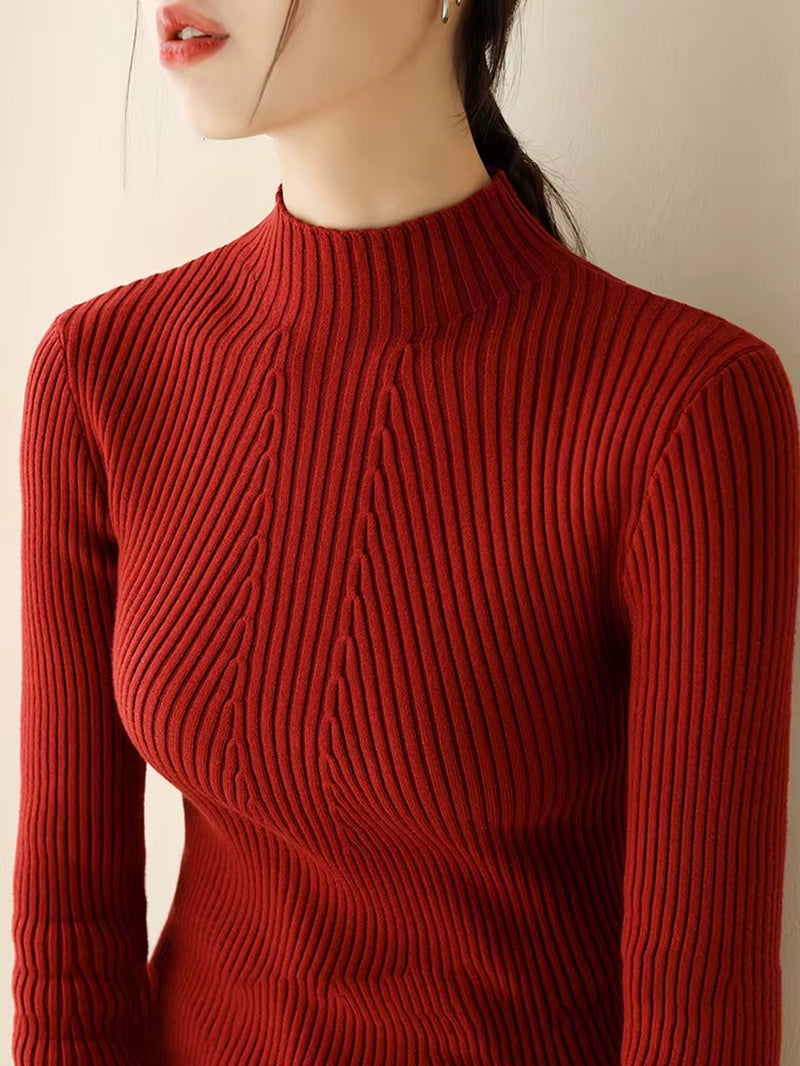 2024 Autumn Winter Turtleneck Sweater Women Fashion Chic Tops Women Knitted Pullovers Long Sleeve Jumper Pull Femme Clothing