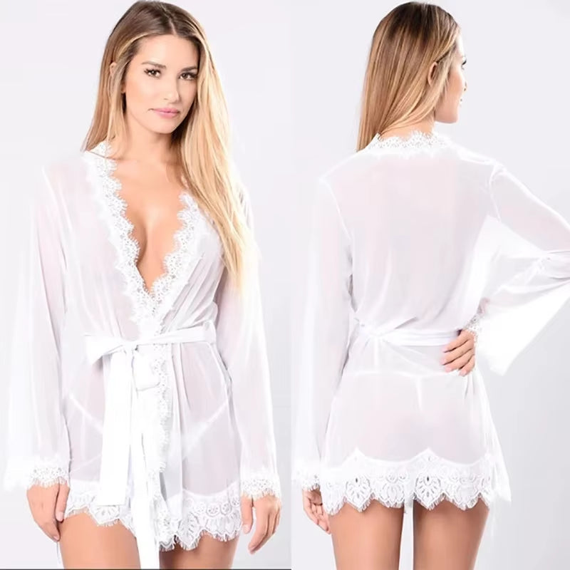 Hot Sexy Lingerie Women'S Sleepwear for Sex Babydoll Transparent Lace Dress Sleepwear Clothes Female Night Underwear